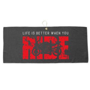 Life is Better When You Ride Motorcycle Bikers Riders Biker  Large Microfiber Waffle Golf Towel