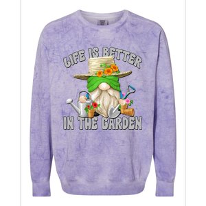 Life Is Better In The Garden Daddy Gnome For Retired Grandpa Gift Colorblast Crewneck Sweatshirt