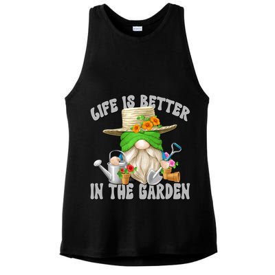 Life Is Better In The Garden Daddy Gnome For Retired Grandpa Gift Ladies PosiCharge Tri-Blend Wicking Tank