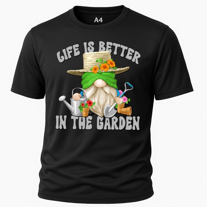 Life Is Better In The Garden Daddy Gnome For Retired Grandpa Gift Cooling Performance Crew T-Shirt