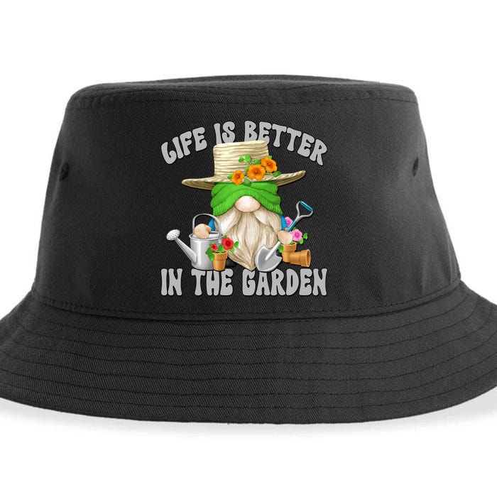 Life Is Better In The Garden Daddy Gnome For Retired Grandpa Gift Sustainable Bucket Hat