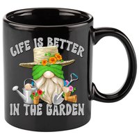 Life Is Better In The Garden Daddy Gnome For Retired Grandpa Gift 11oz C Handle Ceramic Mug