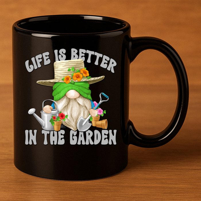 Life Is Better In The Garden Daddy Gnome For Retired Grandpa Gift 11oz C Handle Ceramic Mug