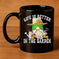 Life Is Better In The Garden Daddy Gnome For Retired Grandpa Gift 11oz C Handle Ceramic Mug
