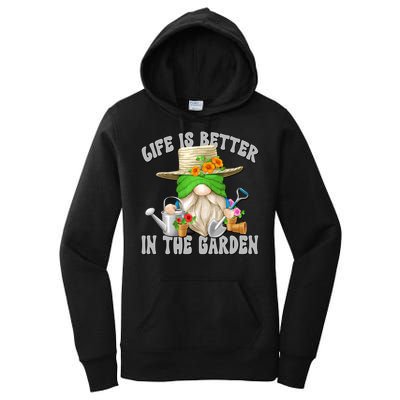 Life Is Better In The Garden Daddy Gnome For Retired Grandpa Gift Women's Pullover Hoodie