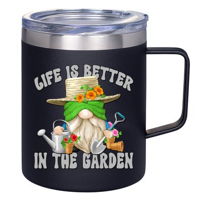 Life Is Better In The Garden Daddy Gnome For Retired Grandpa Gift 12oz Stainless Steel Coffee Mug