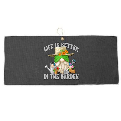 Life Is Better In The Garden Daddy Gnome For Retired Grandpa Gift Large Microfiber Waffle Golf Towel