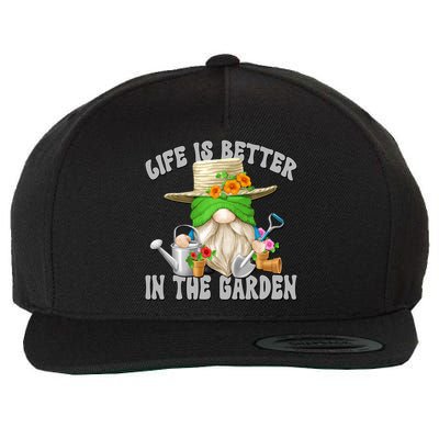 Life Is Better In The Garden Daddy Gnome For Retired Grandpa Gift Wool Snapback Cap