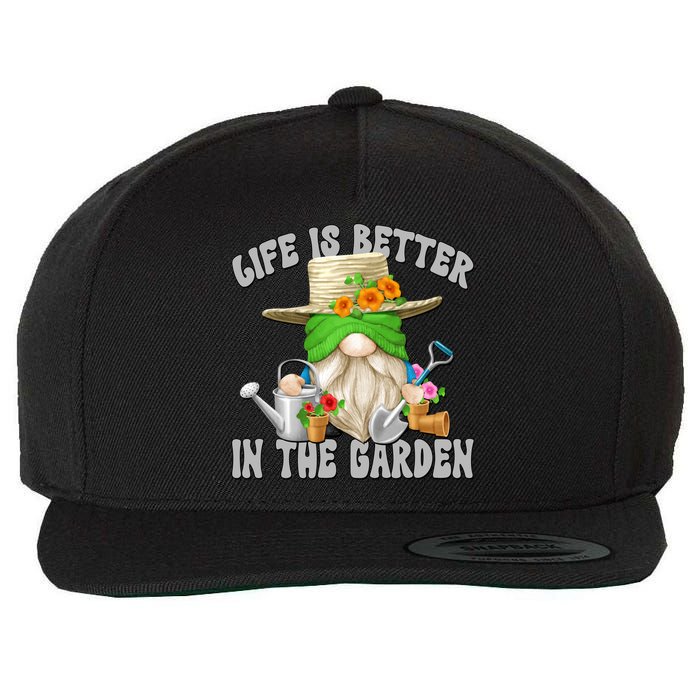 Life Is Better In The Garden Daddy Gnome For Retired Grandpa Gift Wool Snapback Cap