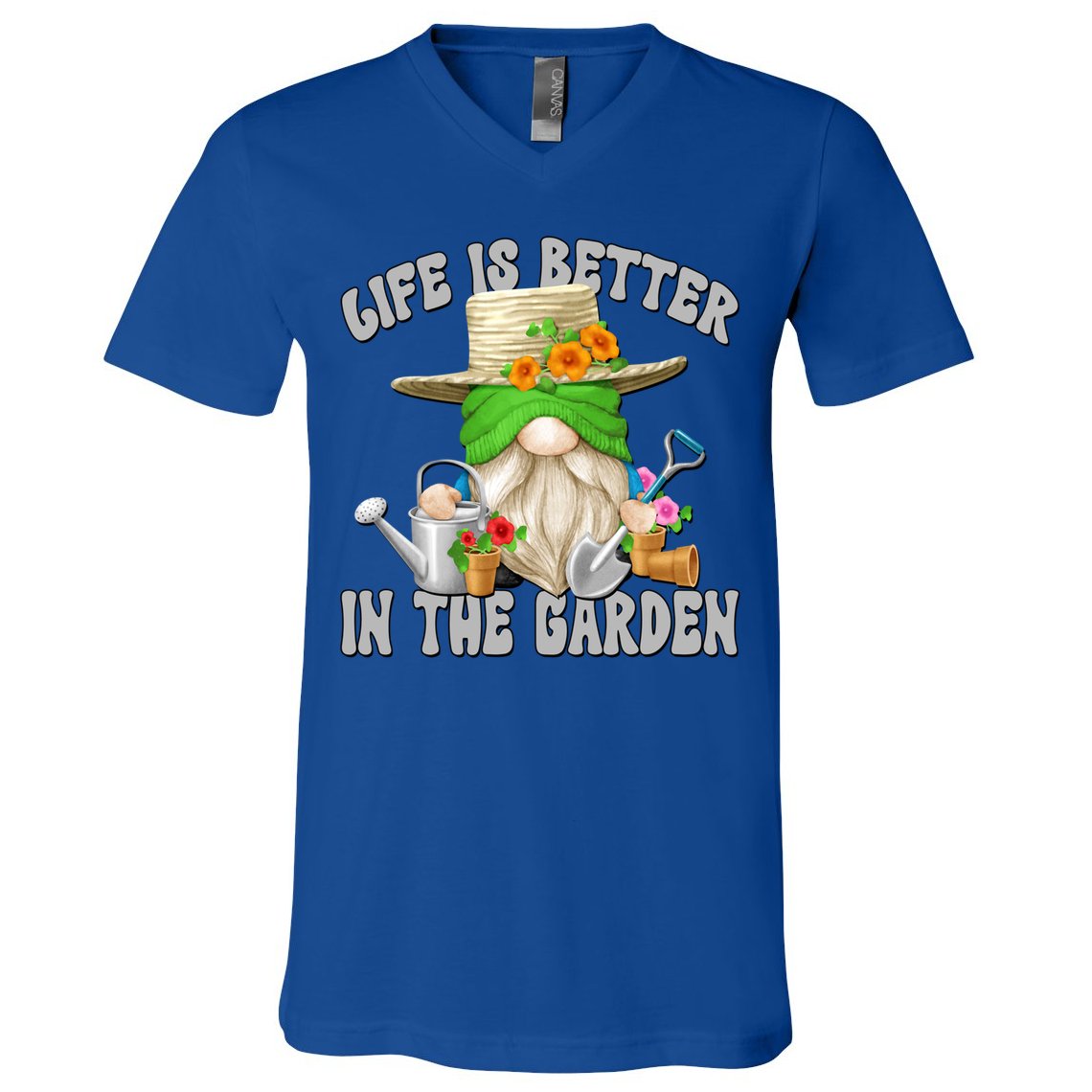 Life Is Better In The Garden Daddy Gnome For Retired Grandpa Gift V-Neck T-Shirt
