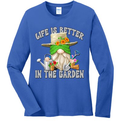 Life Is Better In The Garden Daddy Gnome For Retired Grandpa Gift Ladies Long Sleeve Shirt