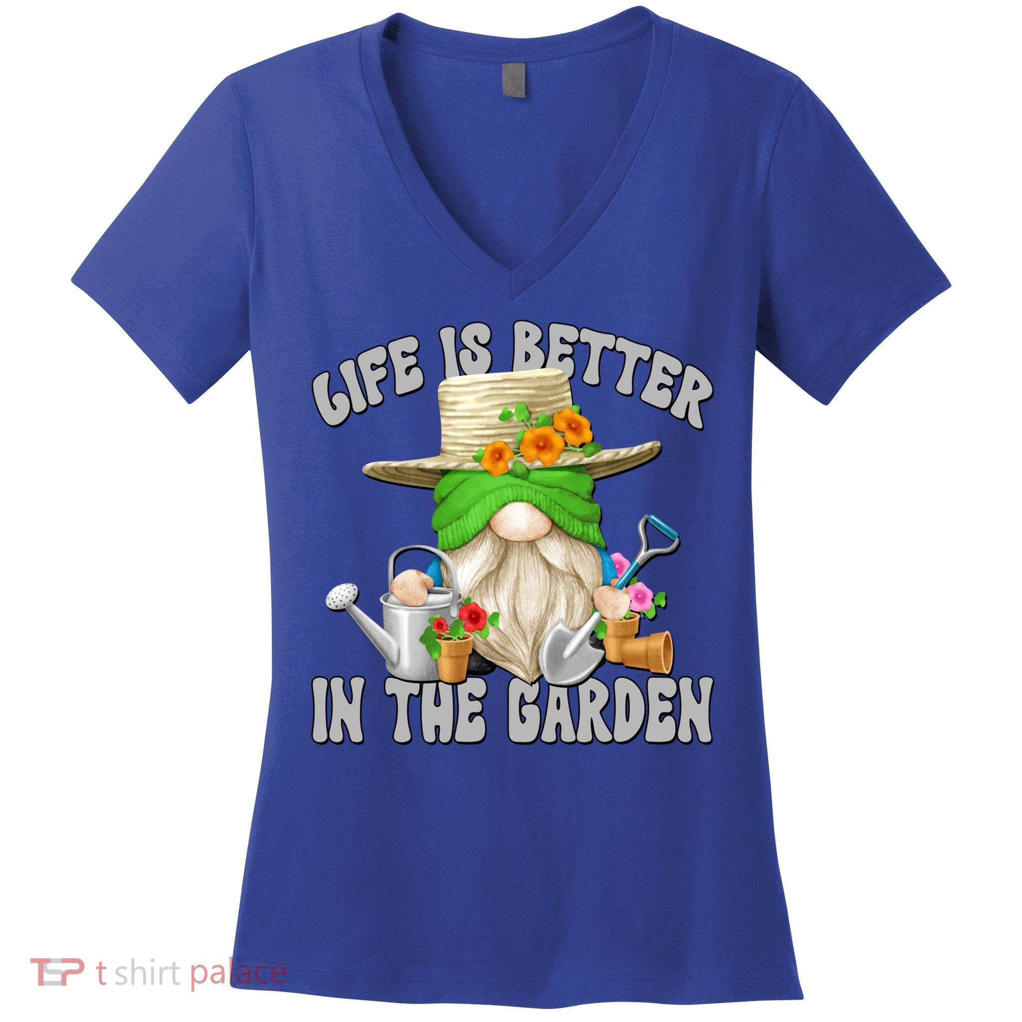 Life Is Better In The Garden Daddy Gnome For Retired Grandpa Gift Women's V-Neck T-Shirt