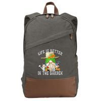 Life Is Better In The Garden Daddy Gnome For Retired Grandpa Gift Cotton Canvas Backpack