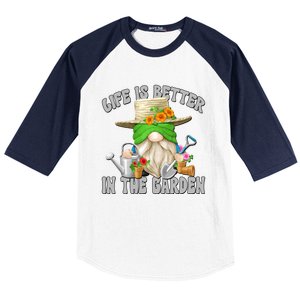 Life Is Better In The Garden Daddy Gnome For Retired Grandpa Gift Baseball Sleeve Shirt