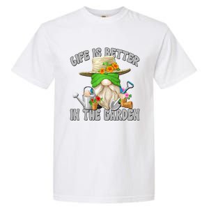 Life Is Better In The Garden Daddy Gnome For Retired Grandpa Gift Garment-Dyed Heavyweight T-Shirt