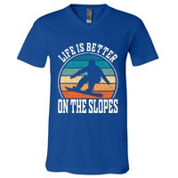 Life Is Better On The Slopes Snowboarding Funny Gift V-Neck T-Shirt