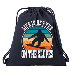 Life Is Better On The Slopes Snowboarding Funny Gift Drawstring Bag