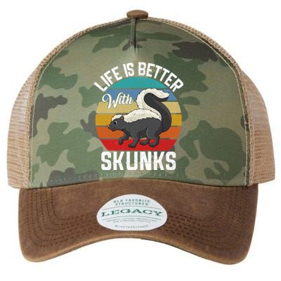 Life Is Better With Skunks Gift Stinktier Cute Gift Legacy Tie Dye Trucker Hat