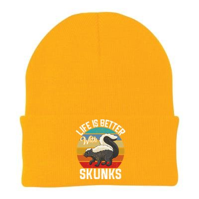 Life Is Better With Skunks Gift Stinktier Cute Gift Knit Cap Winter Beanie