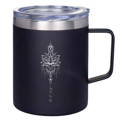 Let It Be Lotus Flower Mandala Boho Meditation Yoga Women 12oz Stainless Steel Coffee Mug