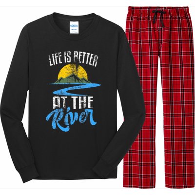 Life Is Better At The River Nature Lover Camping Gift Long Sleeve Pajama Set