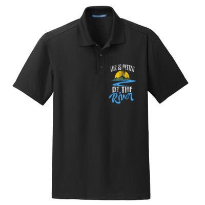 Life Is Better At The River Nature Lover Camping Gift Dry Zone Grid Polo