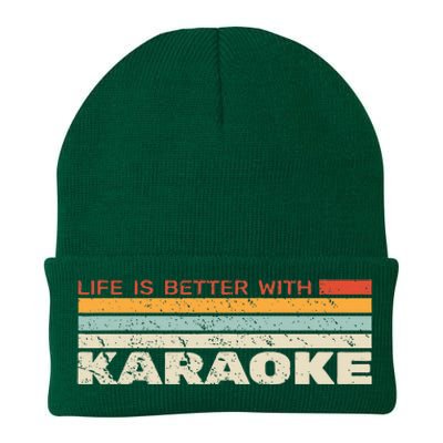 Life Is Better With Karaoke Vintage Microphone Music Singer Knit Cap Winter Beanie