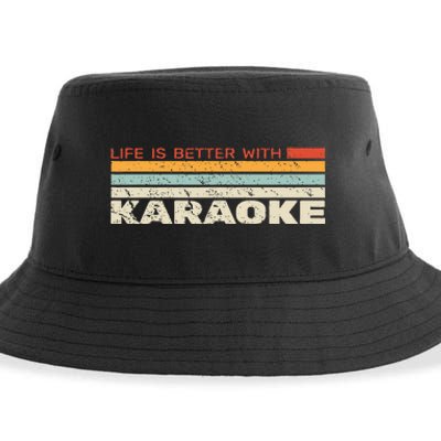 Life Is Better With Karaoke Vintage Microphone Music Singer Sustainable Bucket Hat