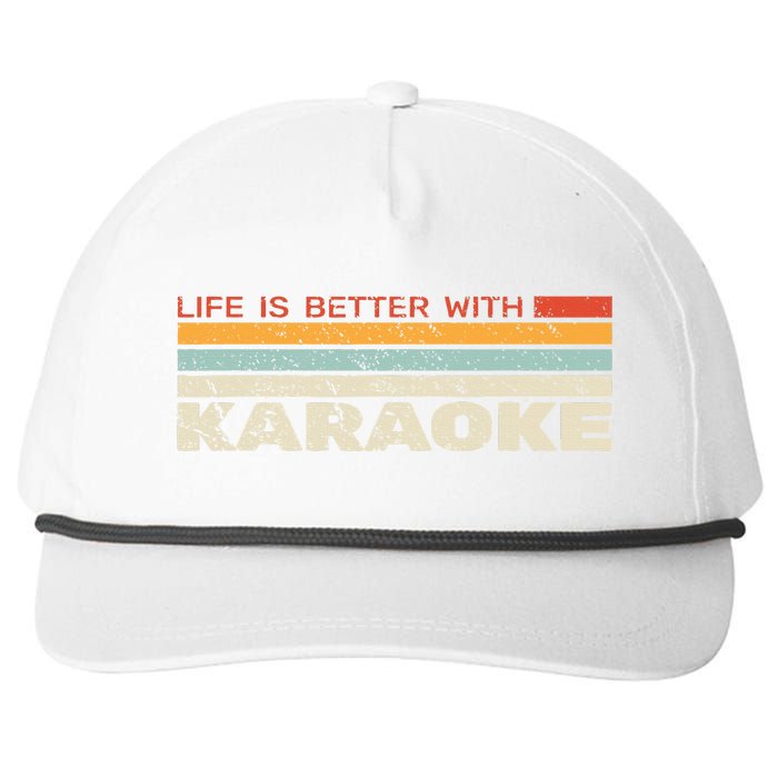 Life Is Better With Karaoke Vintage Microphone Music Singer Snapback Five-Panel Rope Hat