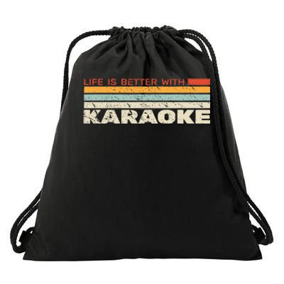 Life Is Better With Karaoke Vintage Microphone Music Singer Drawstring Bag