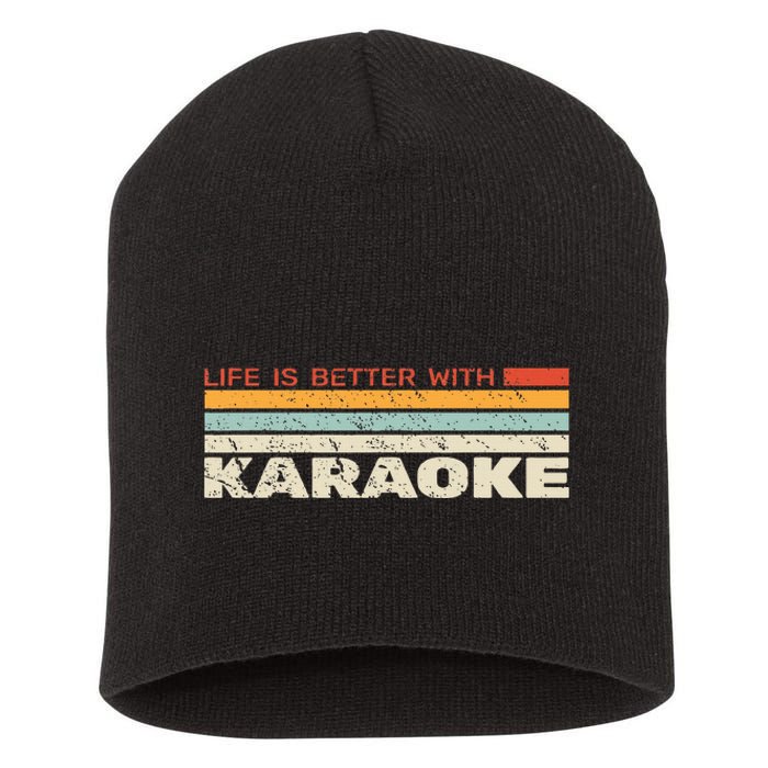 Life Is Better With Karaoke Vintage Microphone Music Singer Short Acrylic Beanie