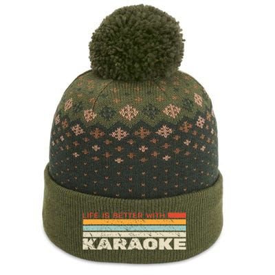 Life Is Better With Karaoke Vintage Microphone Music Singer The Baniff Cuffed Pom Beanie