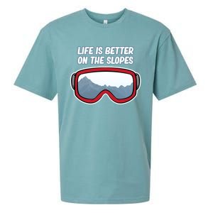 Life Is Better On The Slopes Ski Skiing Skier Sports Graphic Funny Gift Sueded Cloud Jersey T-Shirt