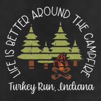 Life Is Better Around The Campfire Turkey Run State Park 7 Panel Mesh Trucker Snapback Hat