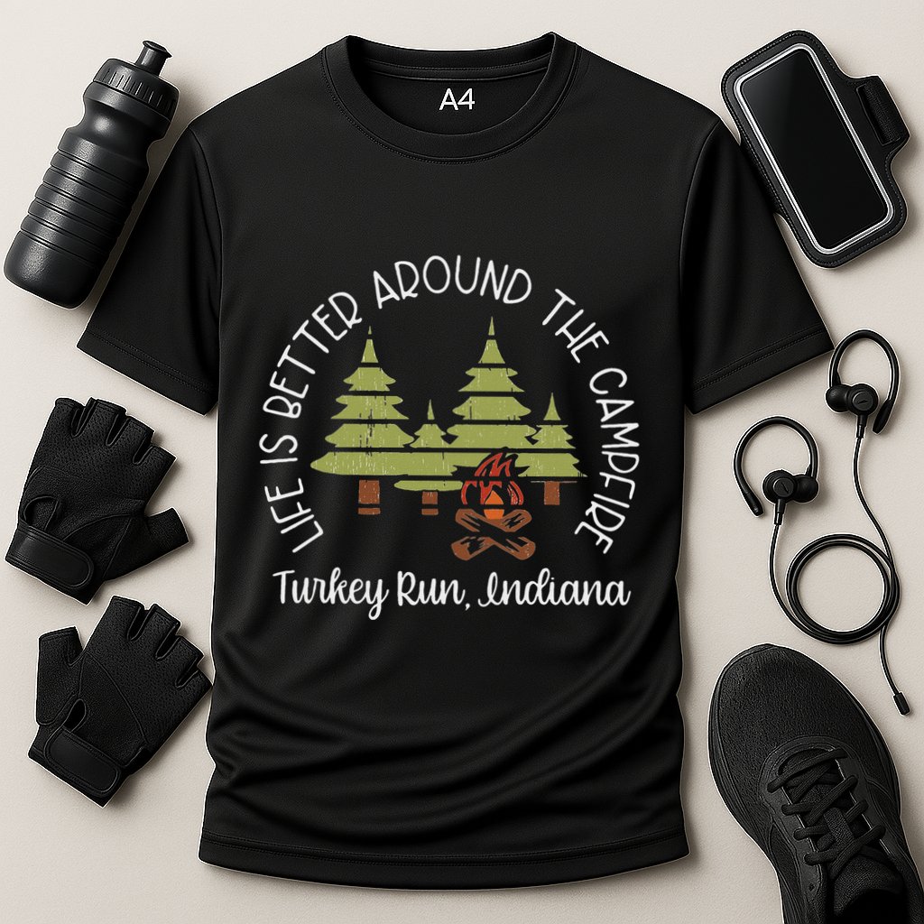Life Is Better Around The Campfire Turkey Run State Park Performance Shirt