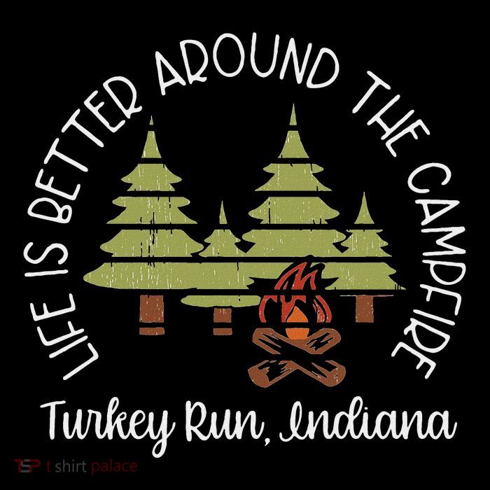 Life Is Better Around The Campfire Turkey Run State Park Pom Pom 12in Knit Beanie