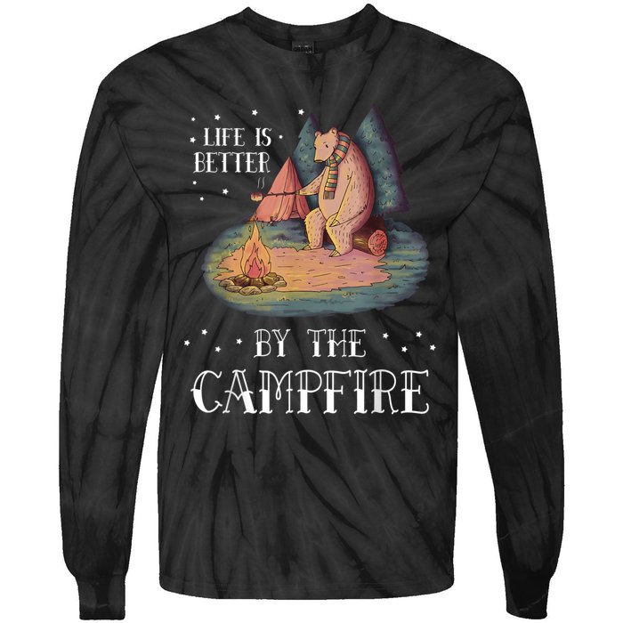 Life Is Better By The Campfire Camping Outdoor Tie-Dye Long Sleeve Shirt