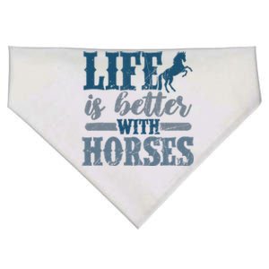 Life is Better with Horses Cute Horse Lover Horseback Riding USA-Made Doggie Bandana