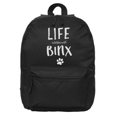Life Ist Better With Binx Dog Name Gif 16 in Basic Backpack