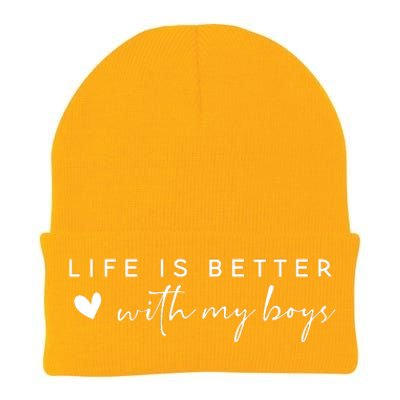 Life Is Better With My Boy Mom Cute Family Dad Knit Cap Winter Beanie