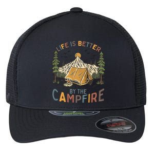 Life Is Better By The Campfire Camping Flexfit Unipanel Trucker Cap