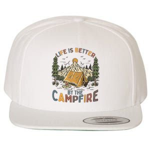 Life Is Better By The Campfire Camping Wool Snapback Cap