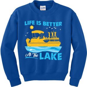 Life Is Better At The Lake Funny Pontoon Boat Pontoon Lovers Gift Kids Sweatshirt