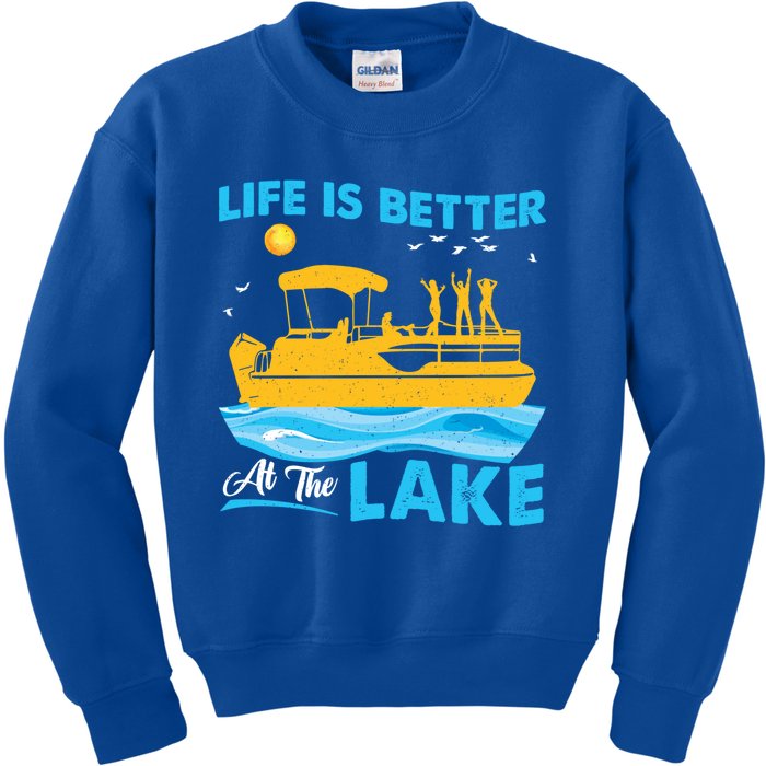 Life Is Better At The Lake Funny Pontoon Boat Pontoon Lovers Gift Kids Sweatshirt