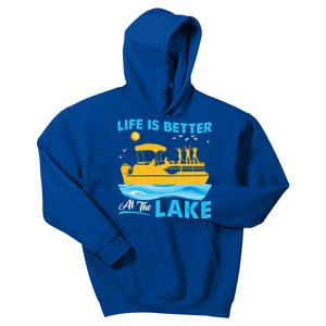 Life Is Better At The Lake Funny Pontoon Boat Pontoon Lovers Gift Kids Hoodie