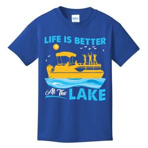 Life Is Better At The Lake Funny Pontoon Boat Pontoon Lovers Gift Kids T-Shirt