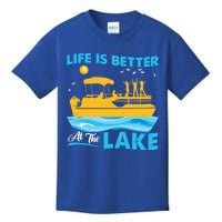 Life Is Better At The Lake Funny Pontoon Boat Pontoon Lovers Gift Kids T-Shirt