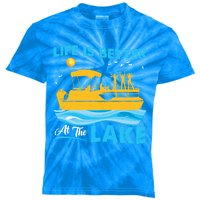 Life Is Better At The Lake Funny Pontoon Boat Pontoon Lovers Gift Kids Tie-Dye T-Shirt