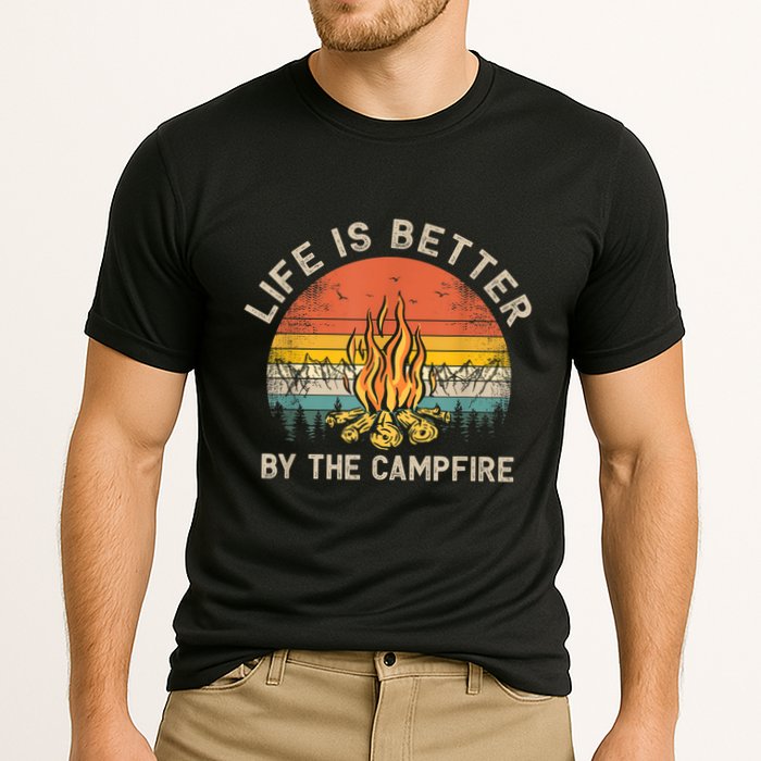 Life Is Better By The Campfire Camping Campfire Cooling Performance Crew T-Shirt