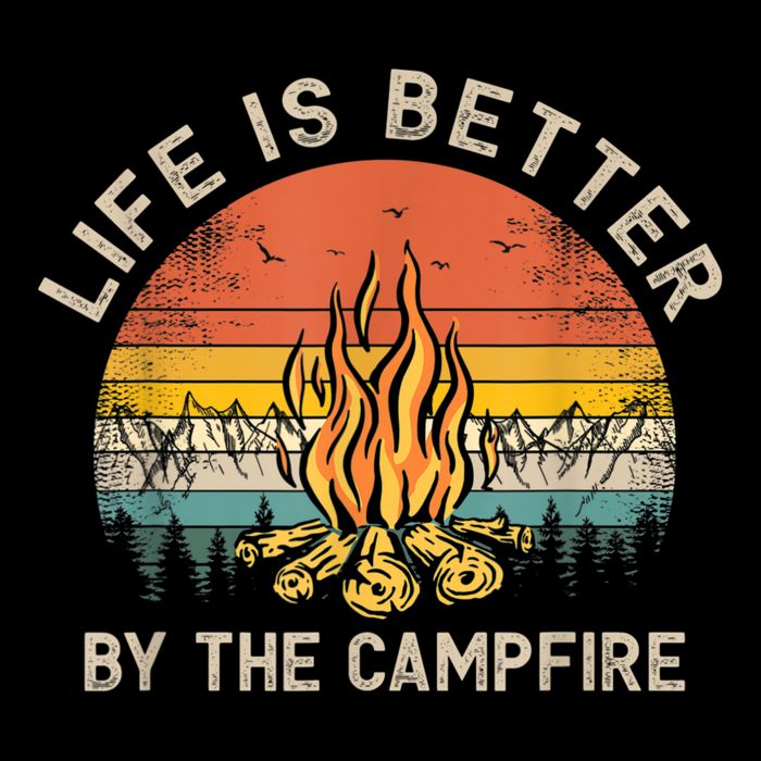 Life Is Better By The Campfire Camping Campfire 7-Panel Snapback Hat